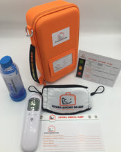 Load image into Gallery viewer, Asthma KidCare Go-Bag Ultimate (Contains - Touchless Infrared Thermometer, Spacer Device, 4 Face Masks, and 4 Medical Alert Bracelets)